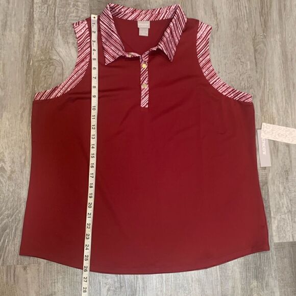 NWT Chicos zenergy sleeveless piped polo tank Deep Cherry 570292231 size… - Picture 5 of 12
